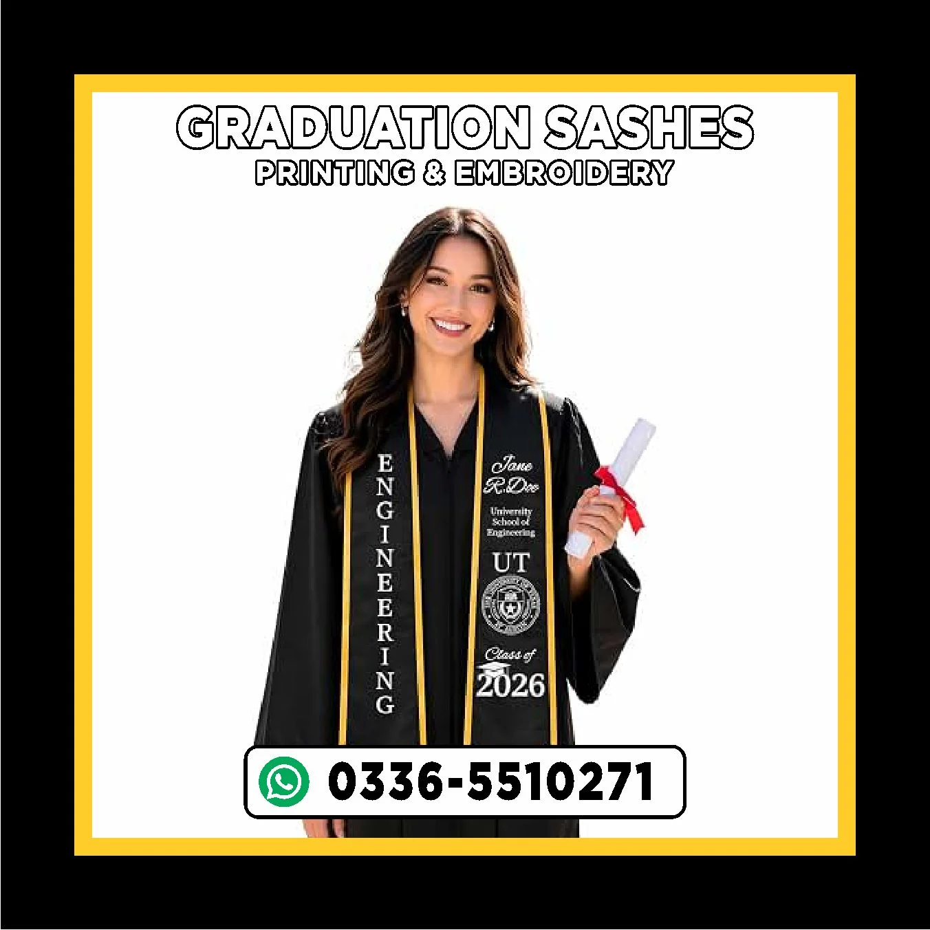 Buy-Custom-Embroidered-Graduation-Sash-Online-Best-Price-in-Pakistan Affordable Graduation Sash - Image 1