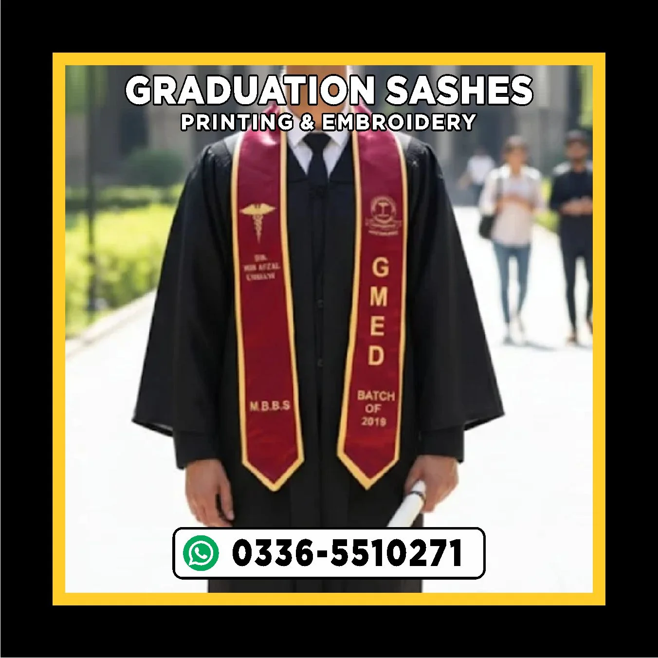 University-Graduation-Sash-with-Logo-Online-Custom-Sash-Printing-Pakistan Embroidery Sash - Image 1